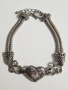Rare: Heart-Shaped Charm Snake-Chain Bracelet